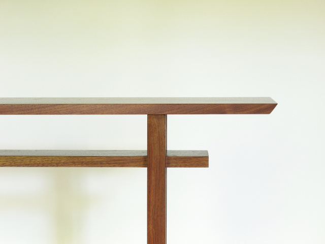 A narrow walnut console table- minimalist furniture design, handmade custom tables