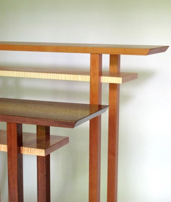 Our Classic Highlights Tables are available in cherry with tiger maple or walnut with tiger maple