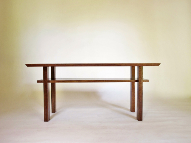 A more narrow version of our Classic Coffee Table- pictured here in walnut, this solid wood coffee table works weel in small spaces