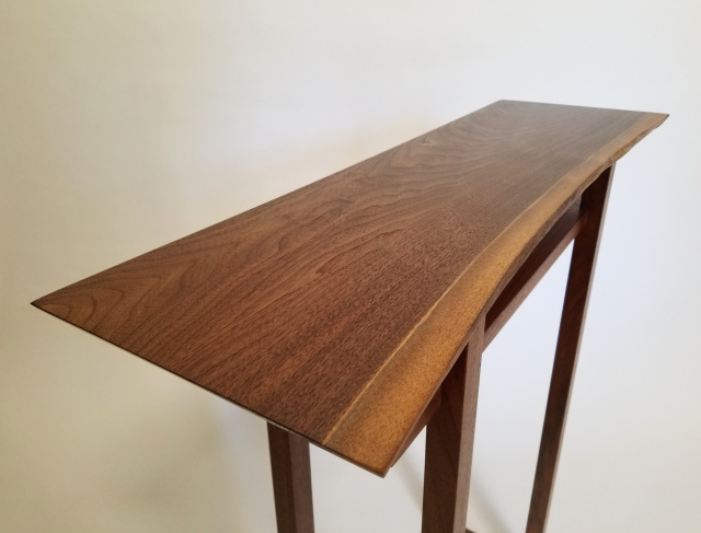 A narrow walnut console table for hallways narrow entry table or side table