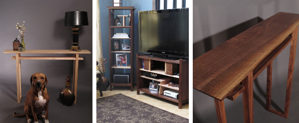 narrow console table tv console cabinet entertainment center handmade solid wood custom furniture