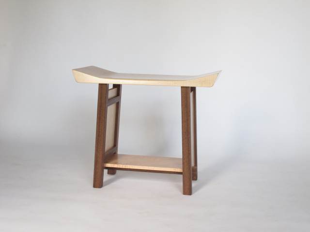 A narrow wooden bench for the entryway: furniture hand-crafted and detailed from solid wood, hallway bench, bedroom bench, entry bench