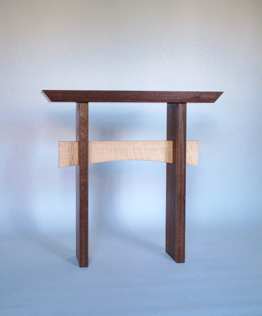 Minimalist modern walnut side table with contrasting stretcher- narrow hall table, wood entry table- custom wood furniture