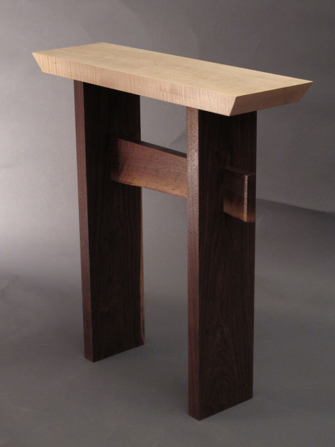 Custom Furniture- Mokuzai's Statement Side Table customized for your space.  A narrow side table, entry console table or artistic accent table for small spaces- Wood furniture handmade in the USA