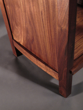 A gentle curve graces the side framing piece of our tall case - hand-cut joinery details, heirloom quality fine furniture