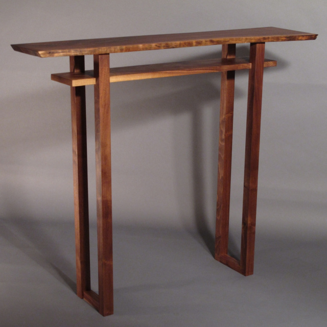 Small Bar Table- tall narrow console table, thin bar table made from Walnut- wood furniture, handmade in the USA