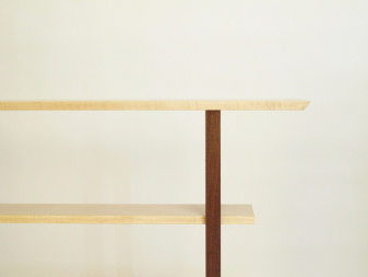 Tiger Maple and Walnut narrow console table- handmade wood furniture by Mokuzai Furniture - a narrow sofa console