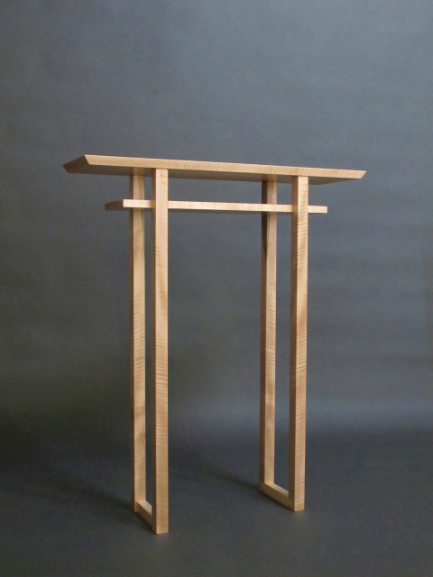 Modern Narrow Altar Table- for chapel and peaceful places, maple table with shelf- handmade wood furniture