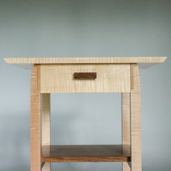 Japanese style nightstand table with drawer- modern bedroom furniture design by Mokuzai Furniture