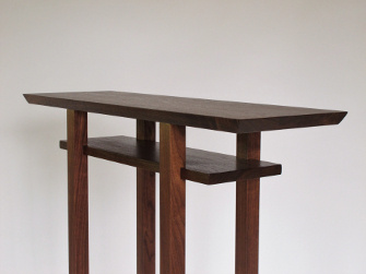 A thin walnut table for hallways or entryways - handmade solid wood furniture -minimalist modern style