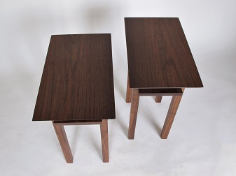 Narrow end tables in solid walnut- handmade wood furniture created in Virginia - furniture for small spaces