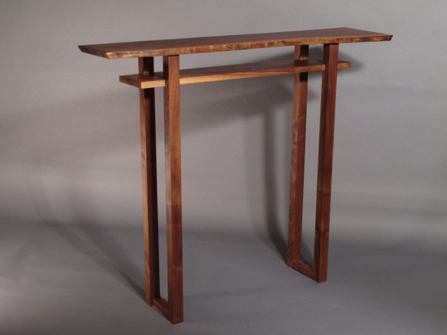 Live edge walnut hall table, handmade solid wood furniture- narrow hall tables, narrow console tables, artistic side tables