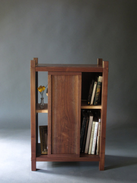 entry storage cabinet, narrow hall table cabinet or bed side table with bookcase, Handmade custom wood furniture