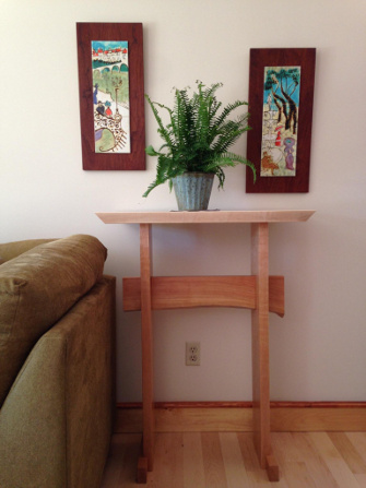 our standing desk with a cherry base- handmade solid wood desk for home office