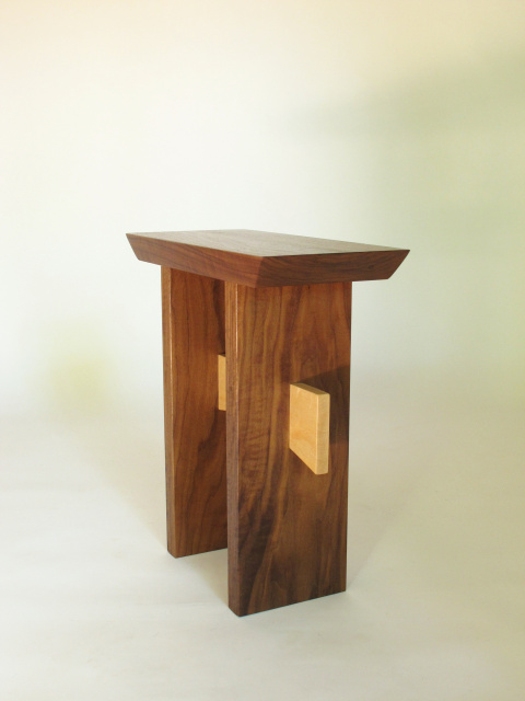 Simple and elegant this modern wood entry seat can also be used as a solid wood end table