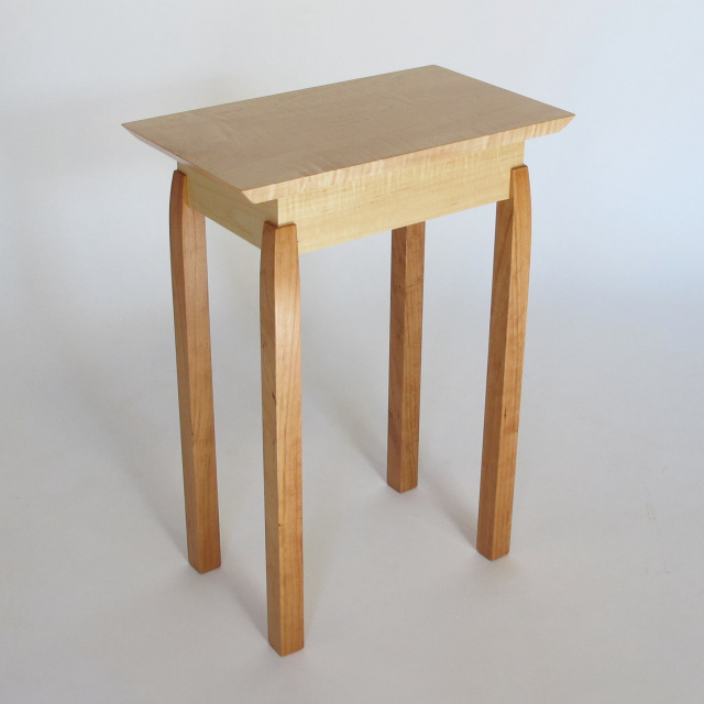 Small Narrow End Table: Maple and Cherry, solid wood accent table, accent tables for small spaces, narrow small table- Modern Wood Furniture, handmade in the USA