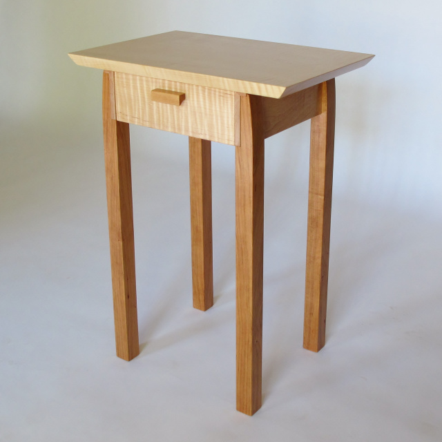 small narrow table with drawer- a narrow bedside table, small accent tables with storage, narrow end table- Solid wood furniture Handmade in the USA