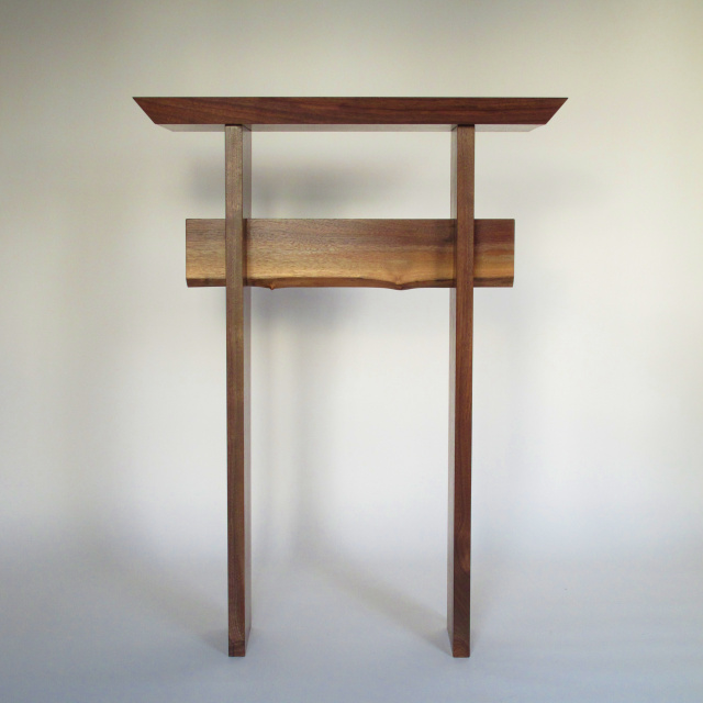 Tall Narrow Walnut Console Table with Live Edge- table for hallways, wood entry table, side table- Handmade wood furniture by Mokuzai Furniture