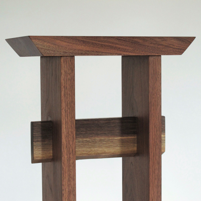 Solid walnut wood entry table- Japanese furniture style with minimalist design lines and live edge detail