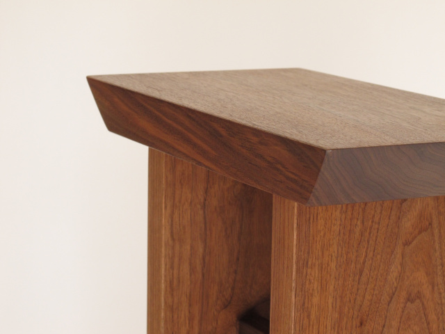 A modern wood table for the entryway.  Tall, small, narrow table, handmade from solid walnut/