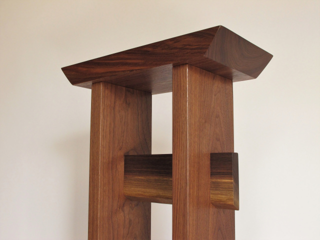 Solid walnut table with live edge detail for an entry table, small hall table or tall side table.